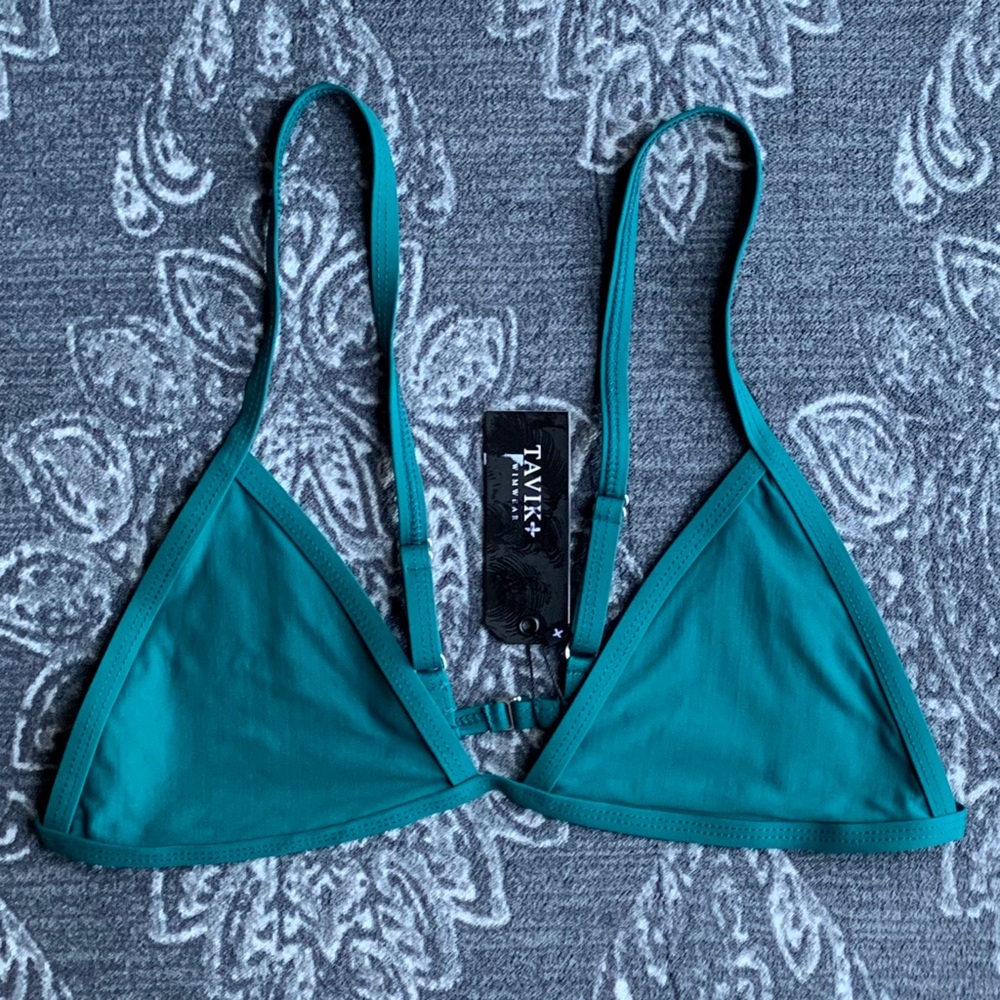 Tavik Jett Triangle Swim Top in Storm Green Large